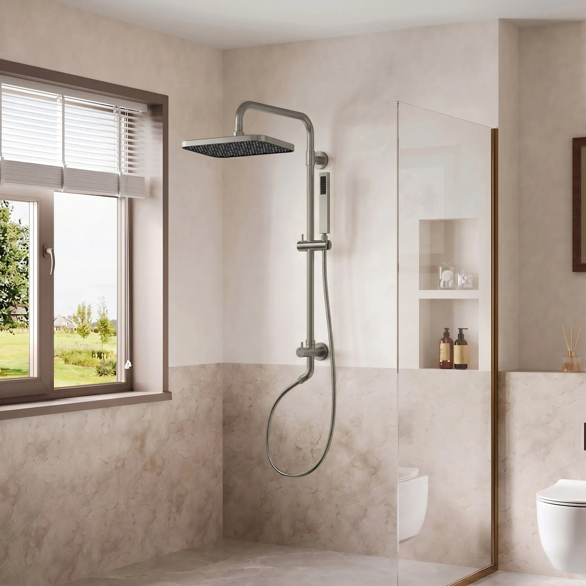 Square Exposed Shower System with Dual Rainfall Modes
