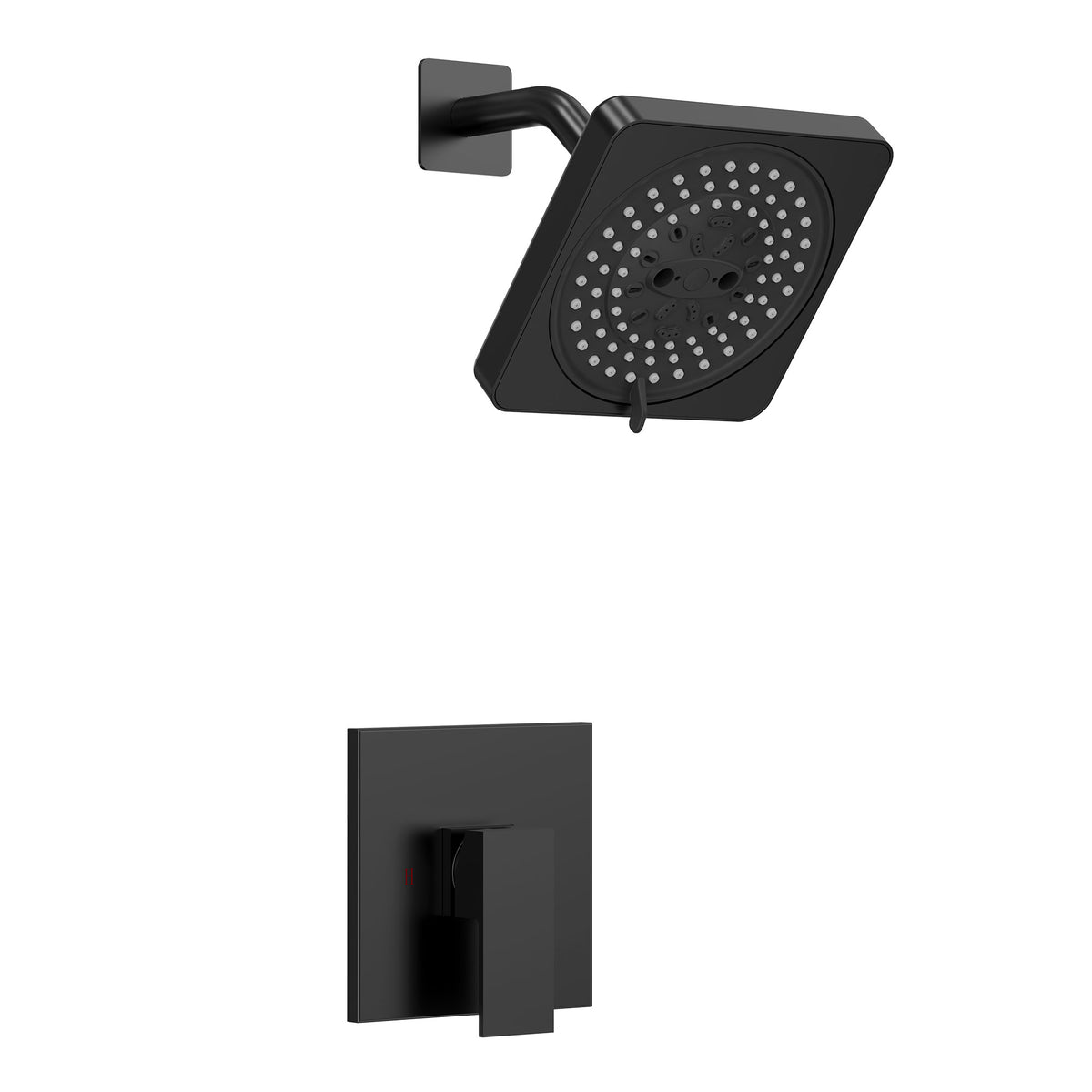 Square Wall-Mounted Pressure-Balanced Shower System with Seven Spray Modes