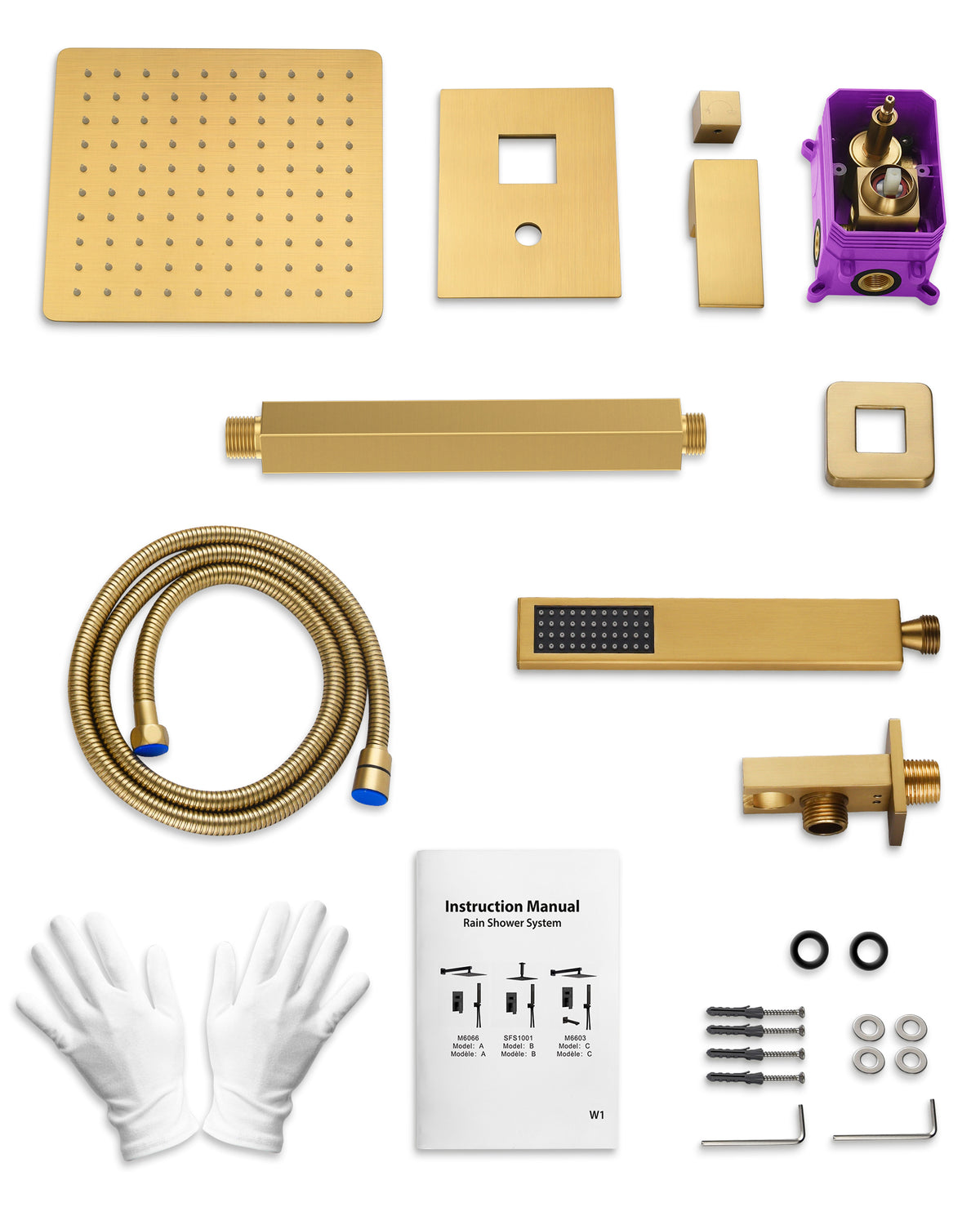 Ceiling-Mounted Rain Shower System with Adjustable Handheld Spray