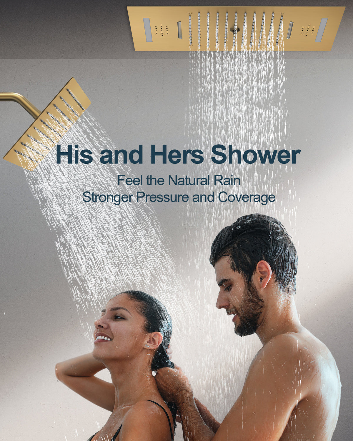 LED Bluetooth Ceiling-Mounted Thermostatic Shower System with Dual Heads