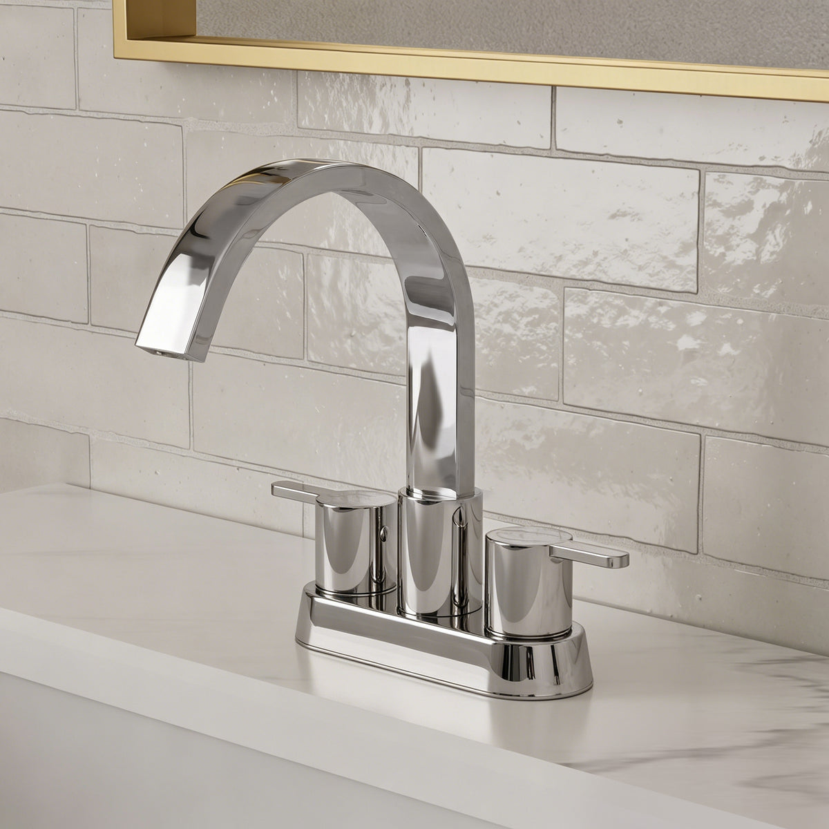 Two-Handle Centerset Bathroom Sink Faucet With Pop-Up Drain
