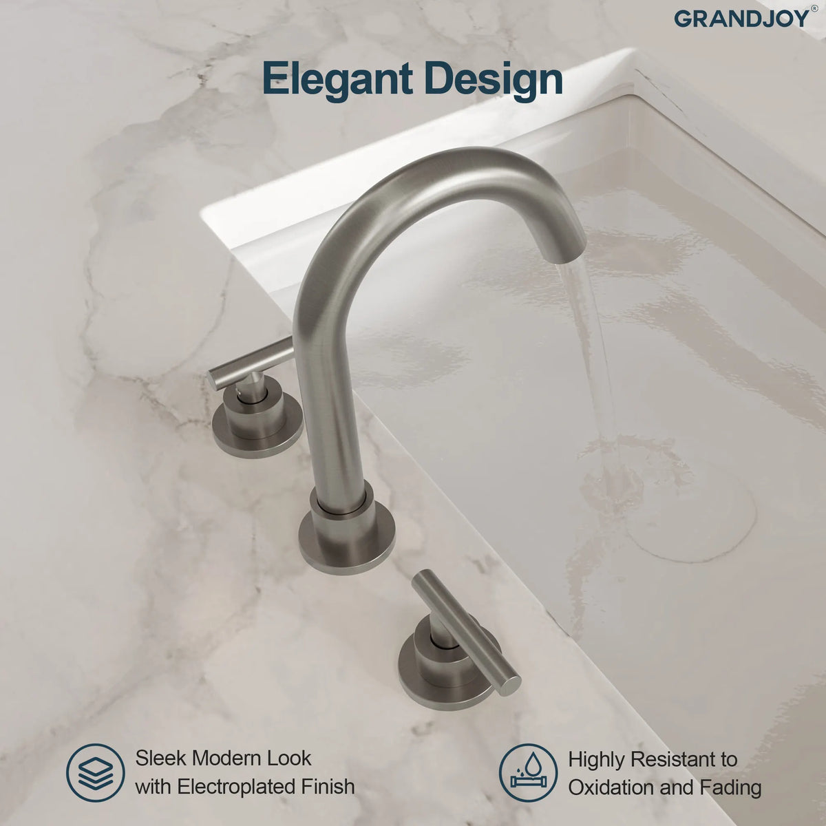 Two-Handle Mid Arc Widespread Bathroom Sink Faucet With Pop-Up Drain