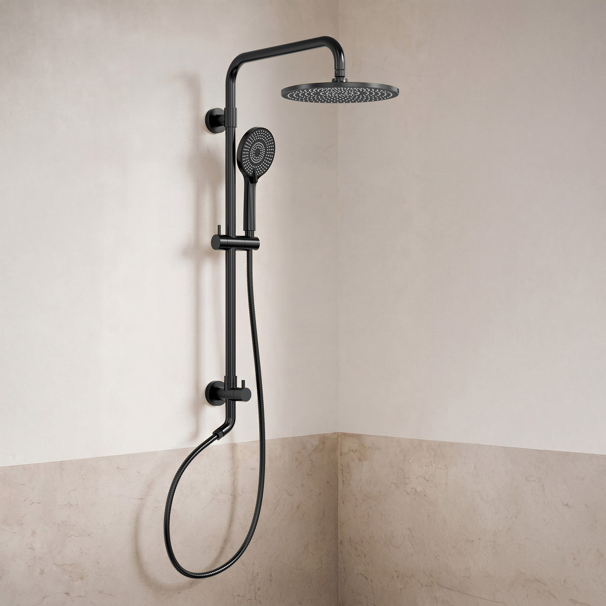 Exposed Dual-Function Rain Shower System with Adjustable Handheld