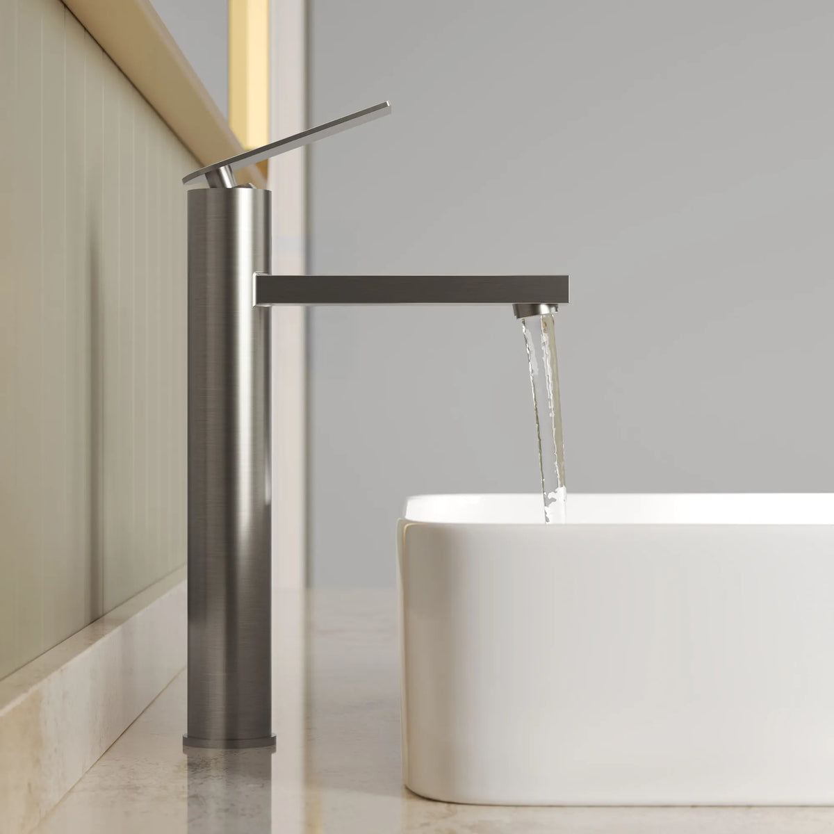 Single-Handle Vessel Bathroom Sink Faucet With Pop-Up Drain