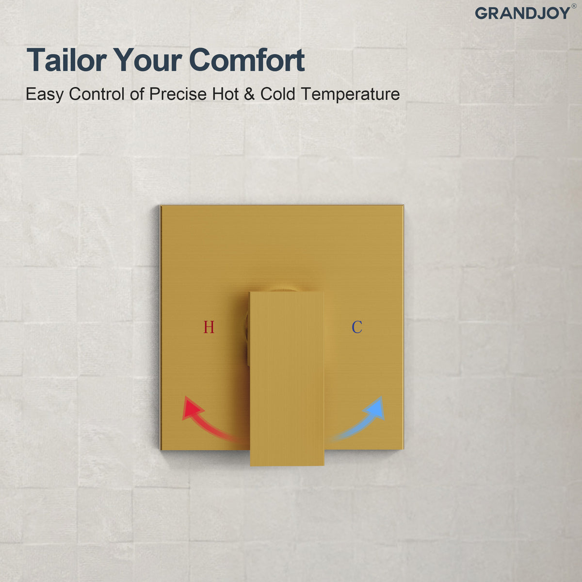 Wall-Mounted Square Rain Shower System with Pressure-Balanced Valve