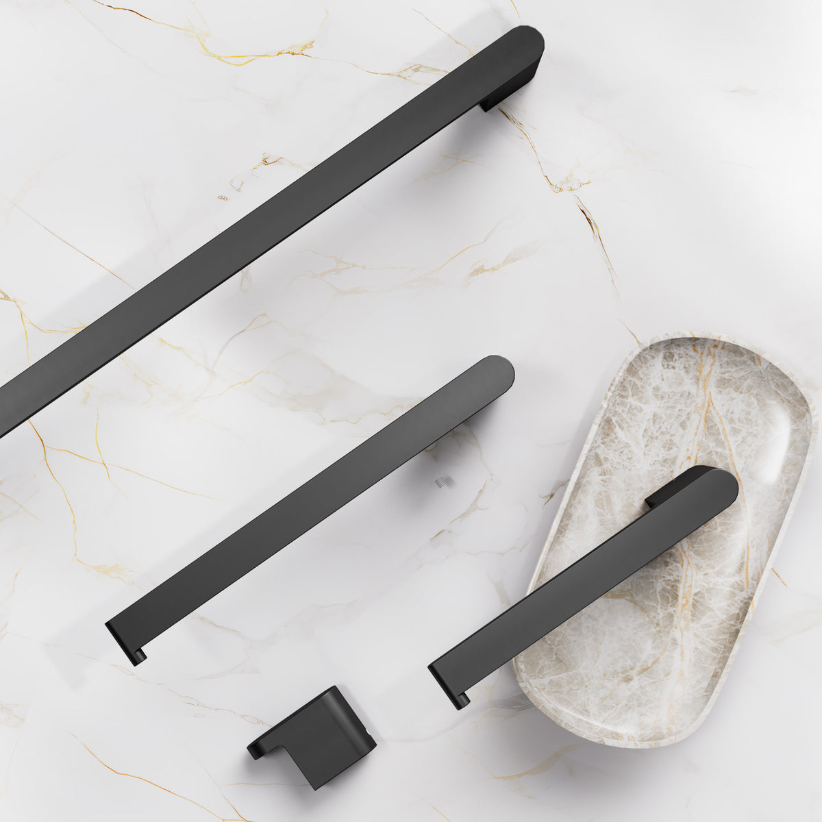 Four-Piece Wall-Mounted Stainless Steel Bathroom Towel Rack Set
