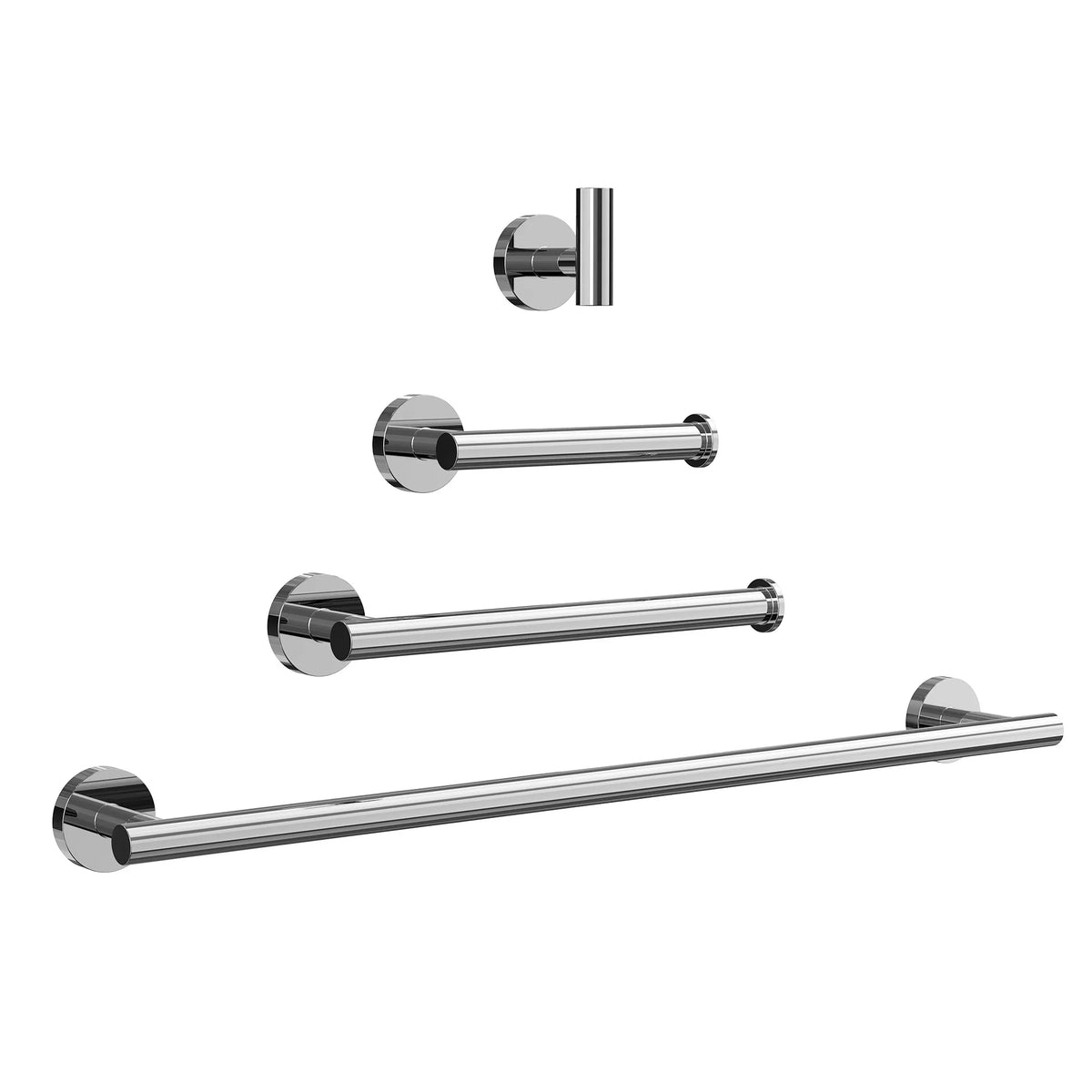 Four-Piece Wall-Mounted Stainless Steel Towel Bar Set for Bathrooms