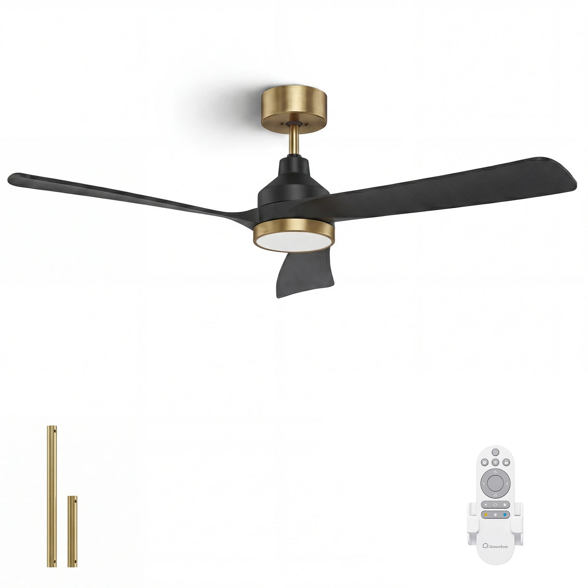52-Inch Downrod Mount 3-Blade Ceiling Fan with Light and Remote Control