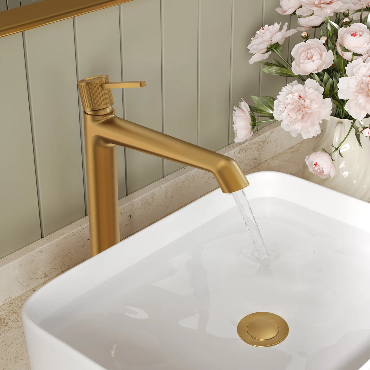 Single-Handle Vessel Bathroom Sink Faucet With Pop-Up Drain