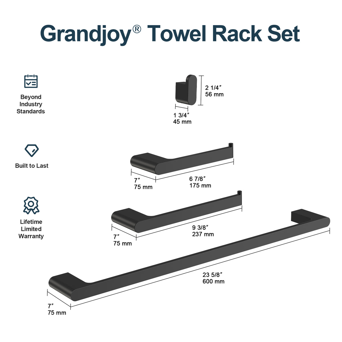 Four-Piece Wall-Mounted Stainless Steel Bathroom Towel Rack Set