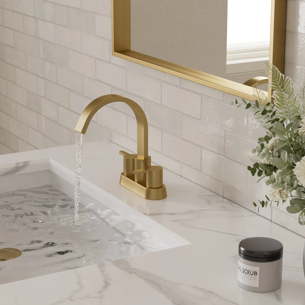 Two-Handle Centerset Bathroom Sink Faucet With Pop-Up Drain