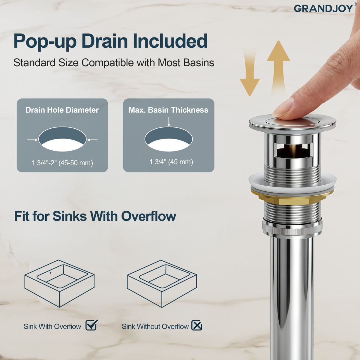 Single-Handle Wall-Mount Bathroom Sink Faucet With Pop-Up Drain