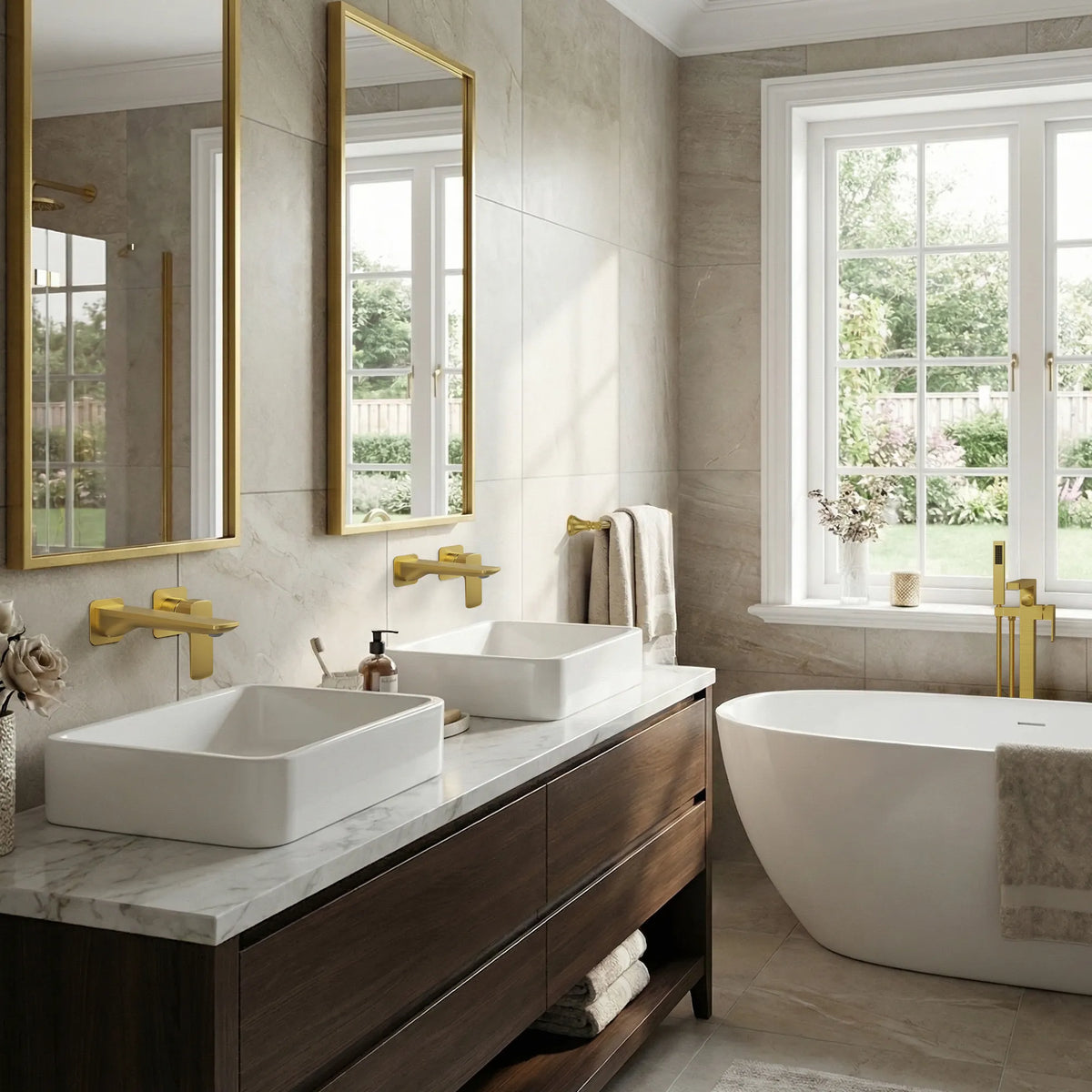 Single-Handle Wall-Mount Bathroom Sink Faucet With Pop-Up Drain