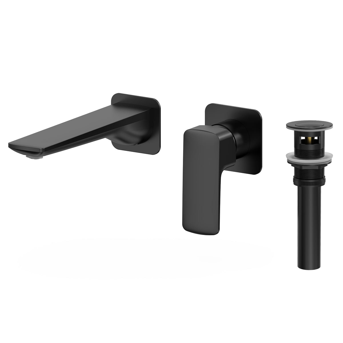 Single-Handle Wall-Mount Bathroom Sink Faucet With Pop-Up Drain
