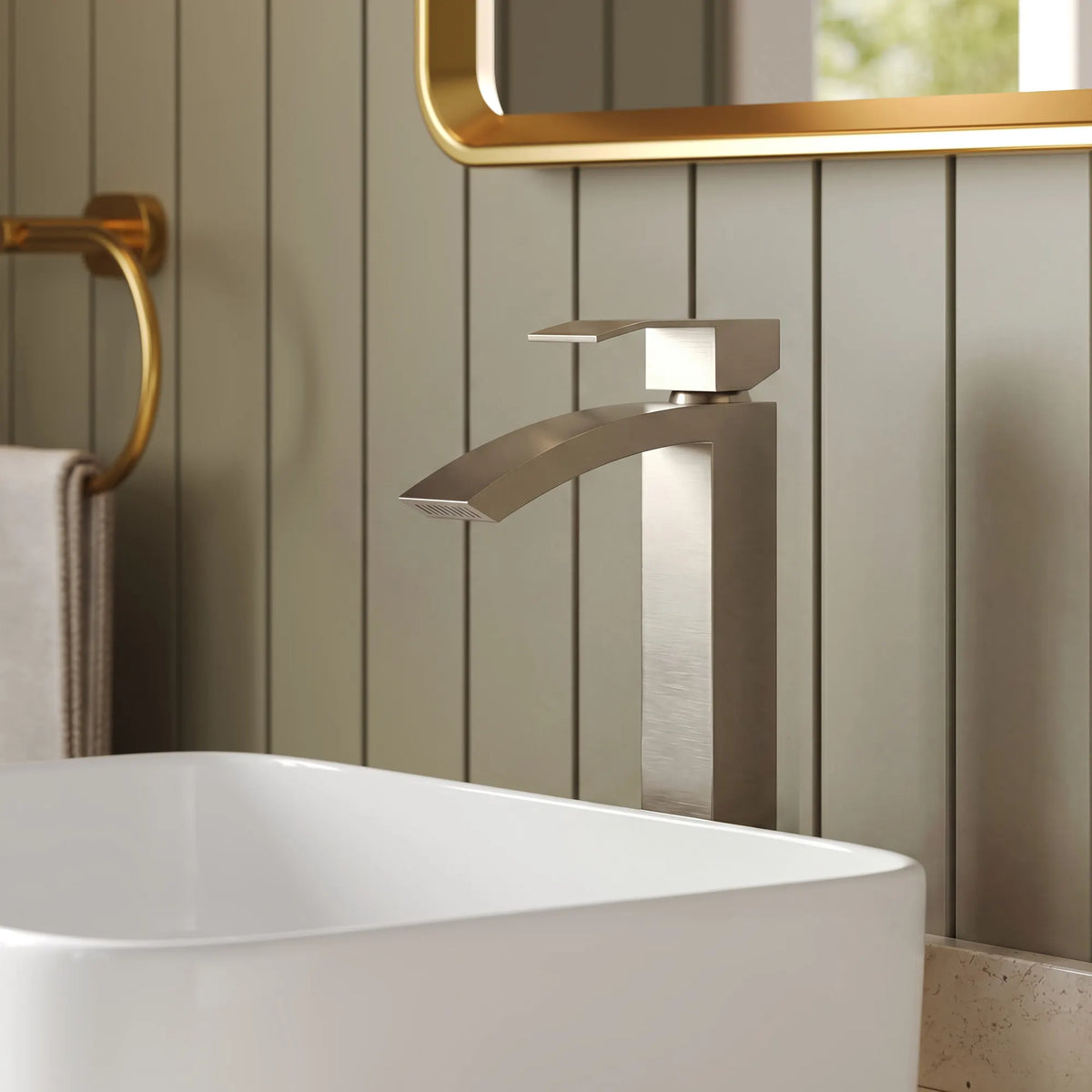 Single-Handle Vessel Bathroom Sink Faucet With Pop-Up Drain