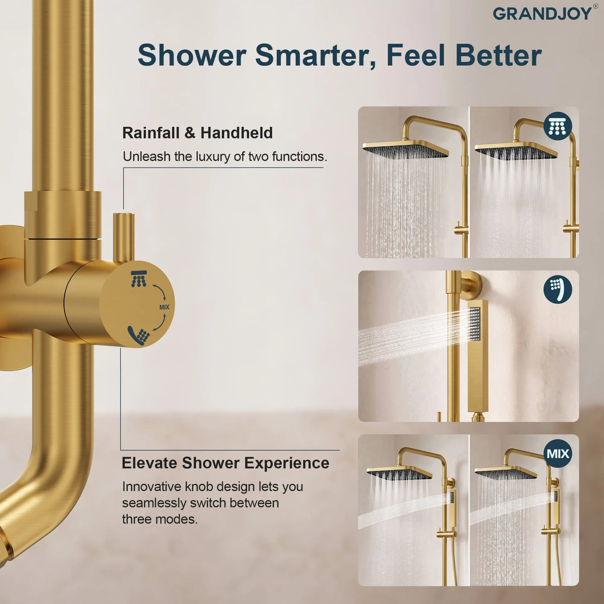Square Exposed Shower System with Dual Rainfall Modes