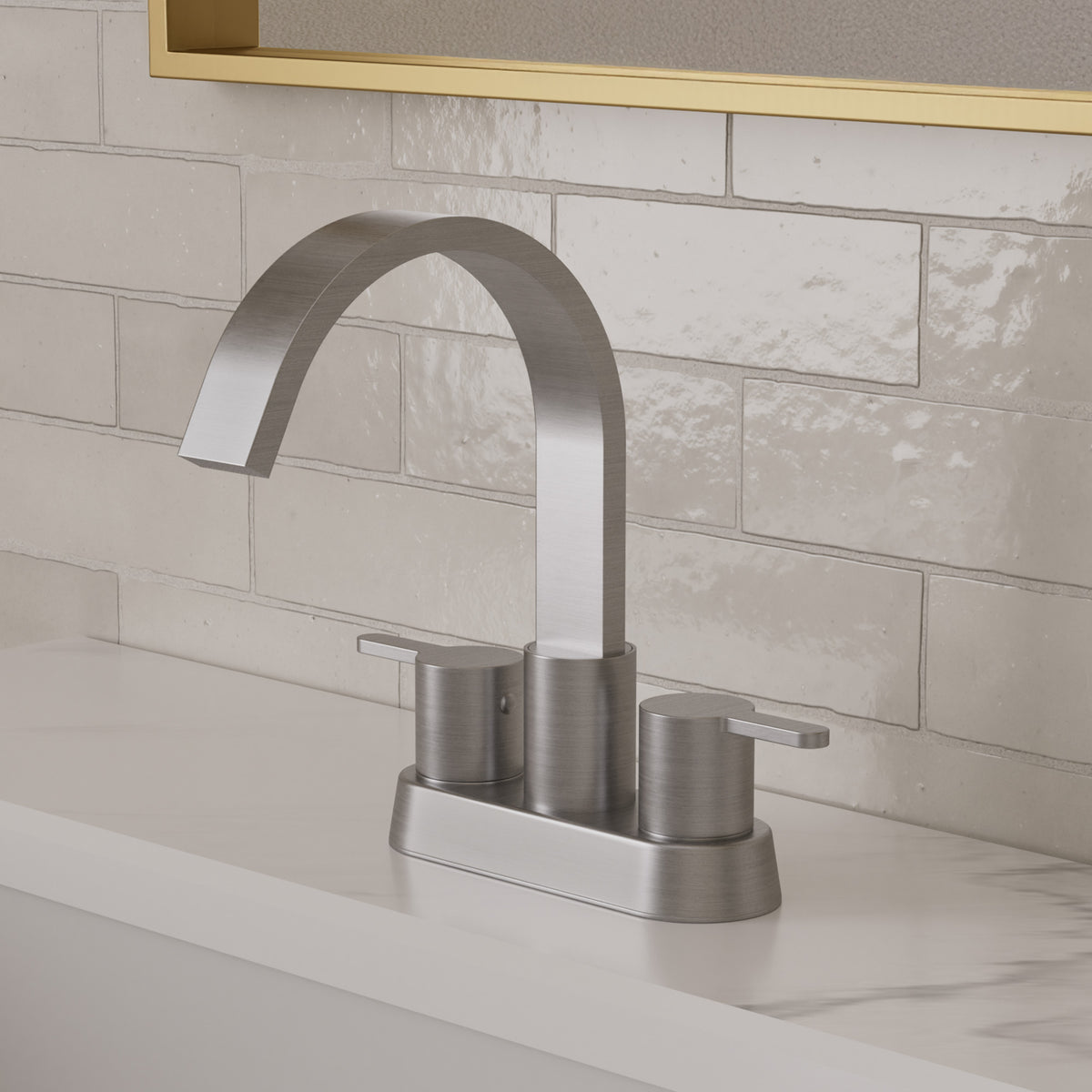 Two-Handle Centerset Bathroom Sink Faucet With Pop-Up Drain