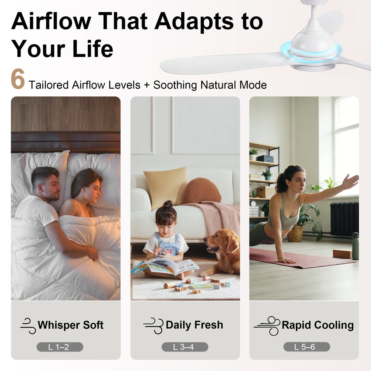 52-Inch Downrod Mount 3-Blade Ceiling Fan with Light and Remote Control