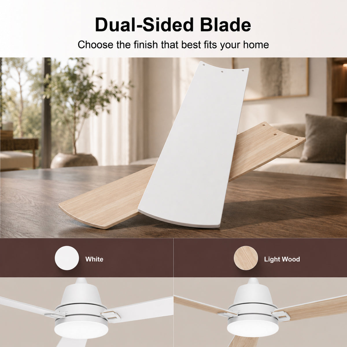52-Inch Downrod Mount 3-Blade Ceiling Fan with Light and Remote Control