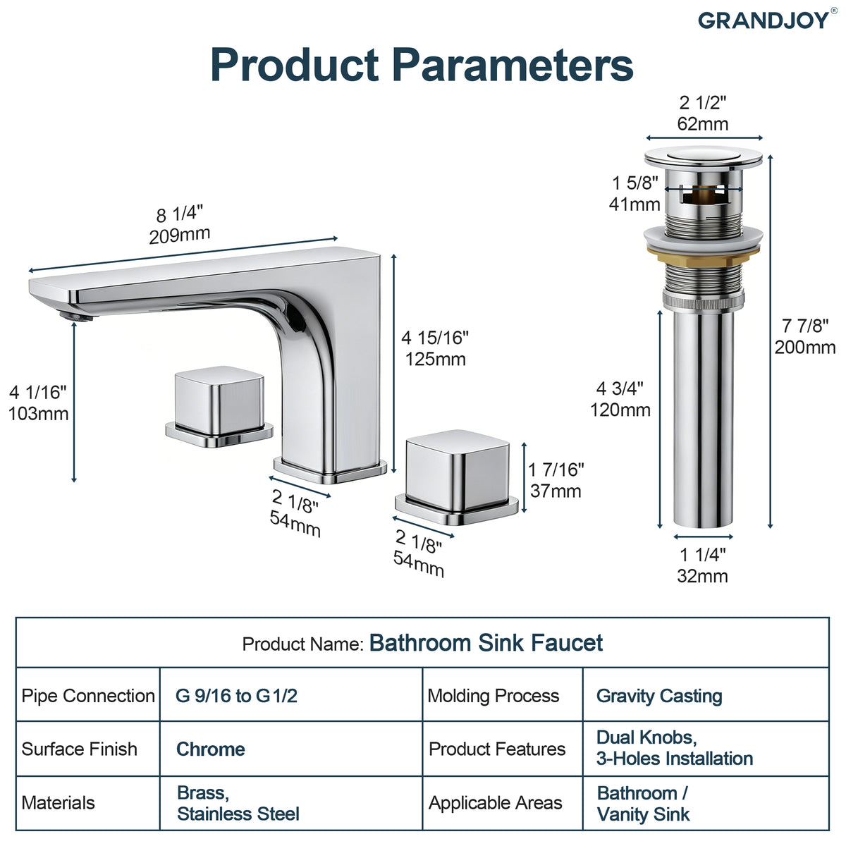 Two-Handle Low Arc Widespread Bathroom Sink Faucet With Pop-Up Drain