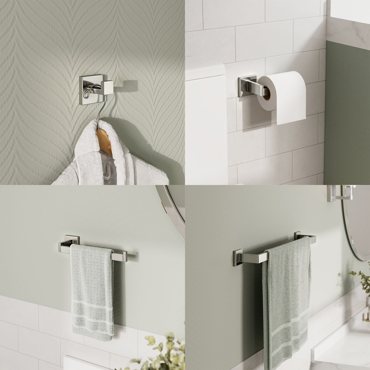 Four-Piece Wall-Mounted Stainless Steel Bathroom Towel Rack Set