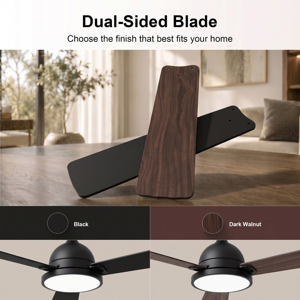 52-Inch Downrod Mount 3-Blade Ceiling Fan with Light and Remote Control