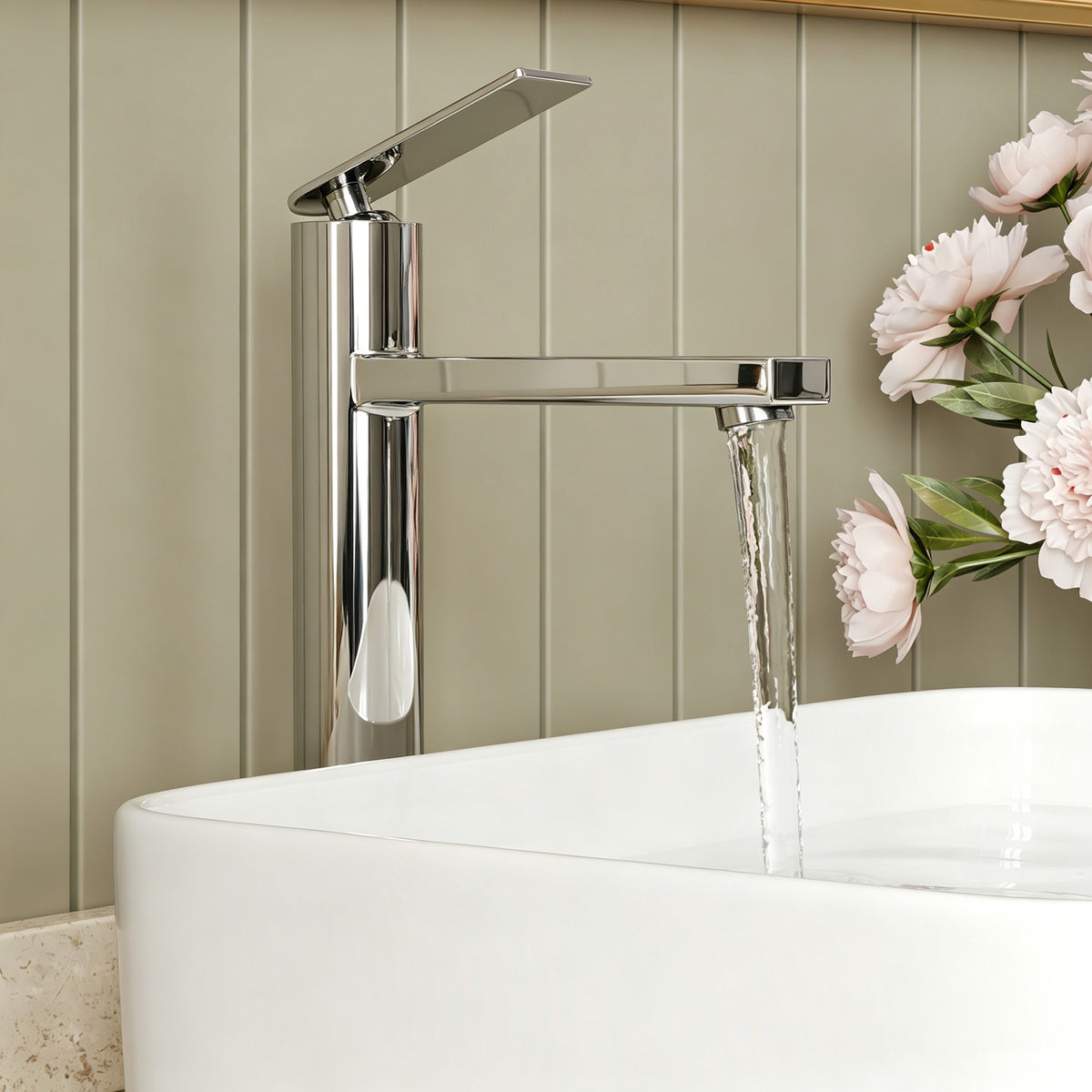 Single-Handle Vessel Bathroom Sink Faucet With Pop-Up Drain