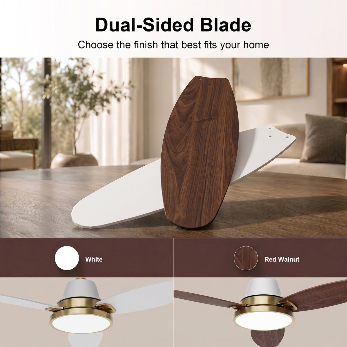 52-Inch Downrod Mount 3-Blade Ceiling Fan with Light and Remote Control