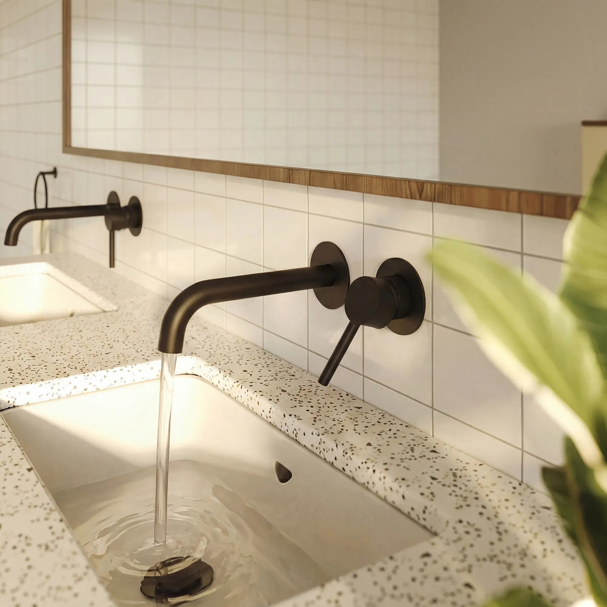 Single-Handle Wall-Mount Bathroom Sink Faucet With Pop-Up Drain