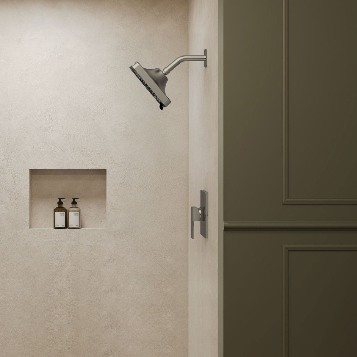 Square Wall-Mounted Pressure-Balanced Shower System with Seven Spray Modes