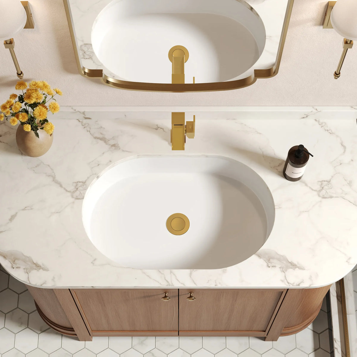 Single-Handle LED Waterfall Bathroom Sink Faucet With Pop-Up Drain