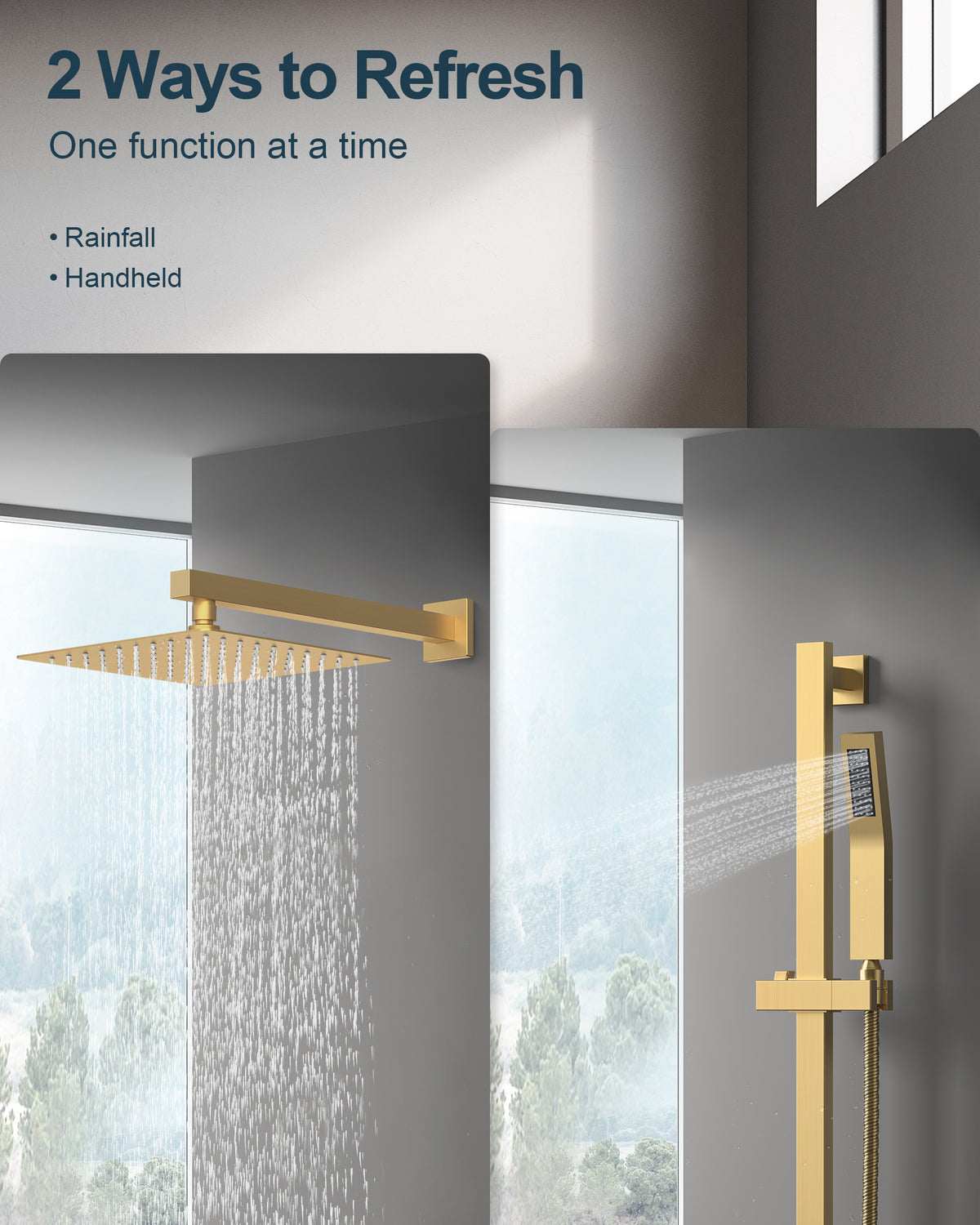 Wall-Mounted Dual-Spray Shower System with Adjustable Handheld Spray