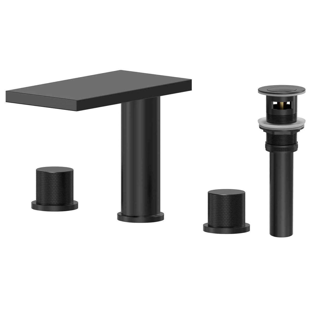 Two-Handle Mid Arc Widespread Bathroom Sink Faucet With Pop-Up Drain