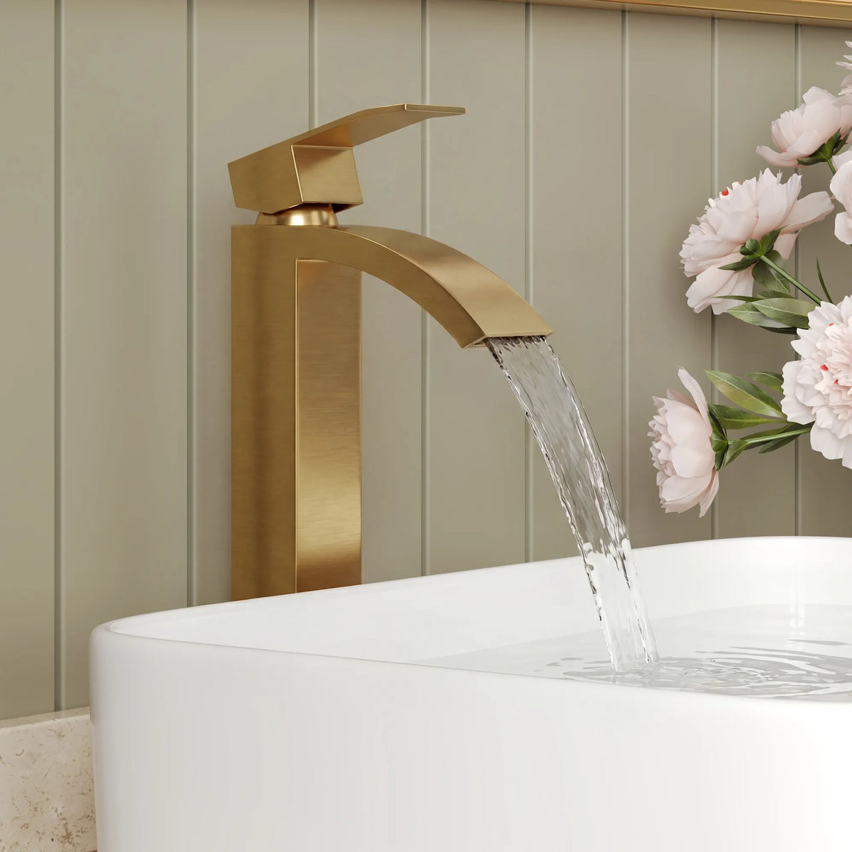 Single-Handle Vessel Bathroom Sink Faucet With Pop-Up Drain