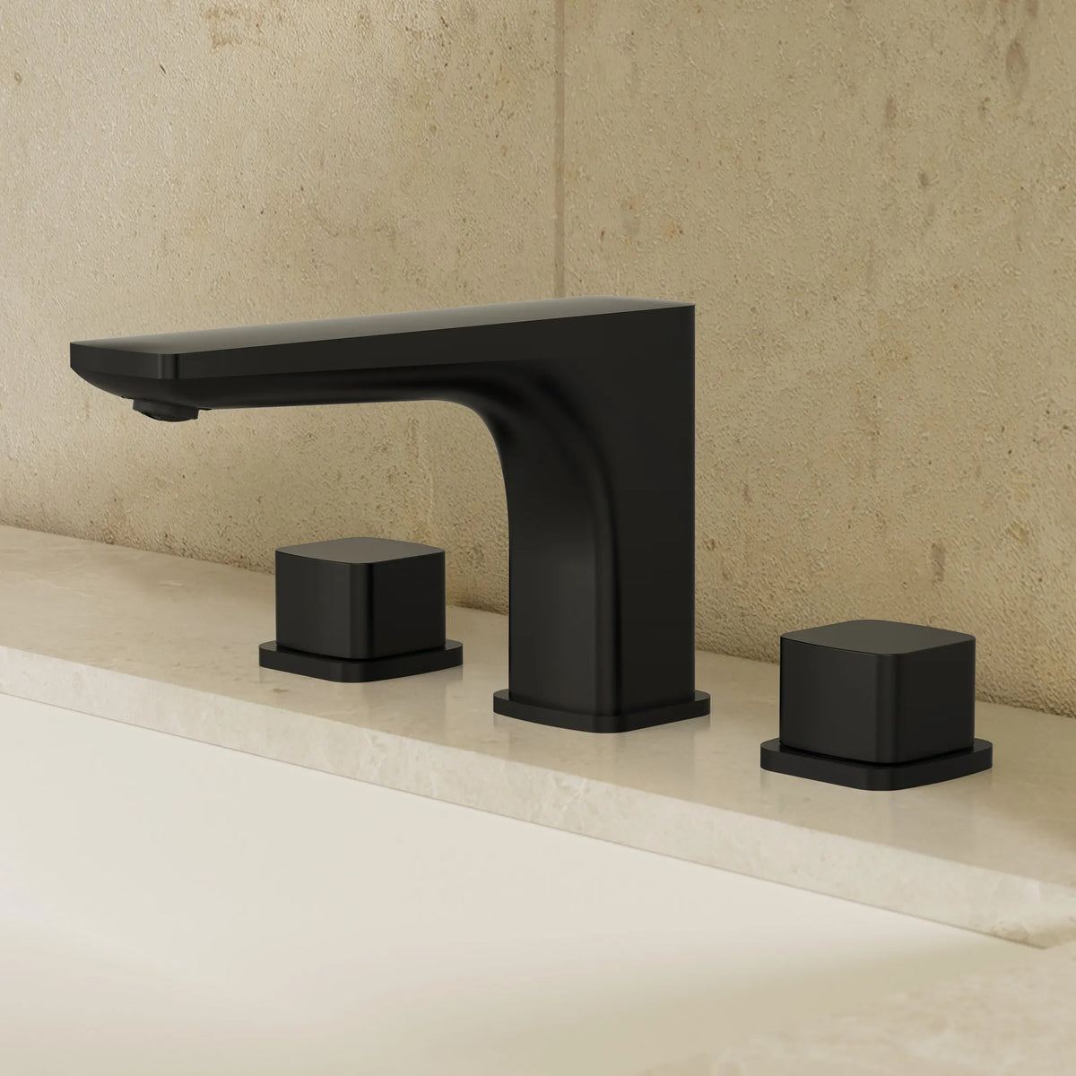 Two-Handle Low Arc Widespread Bathroom Sink Faucet With Pop-Up Drain