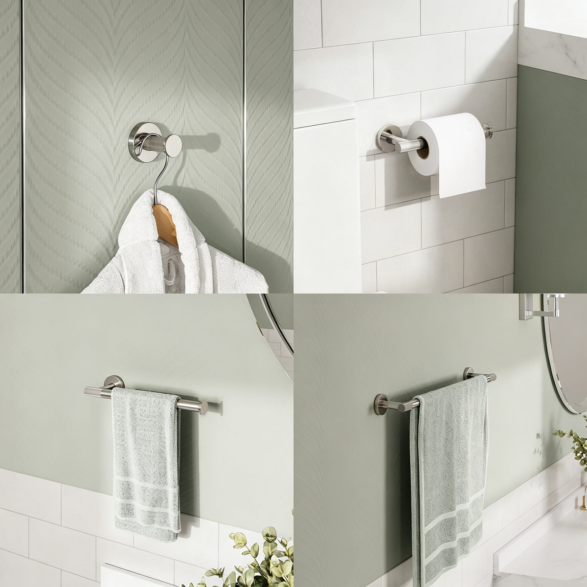 Four-Piece Wall-Mounted Bathroom Hardware Set with Knurled Towel Bars