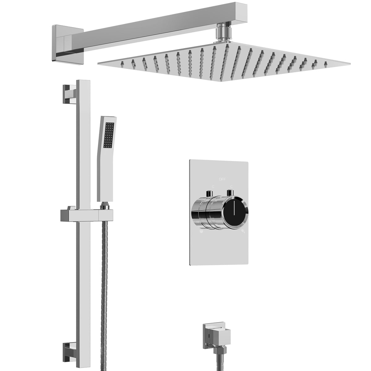 Wall-Mounted Dual-Spray Shower System with Adjustable Handheld Spray