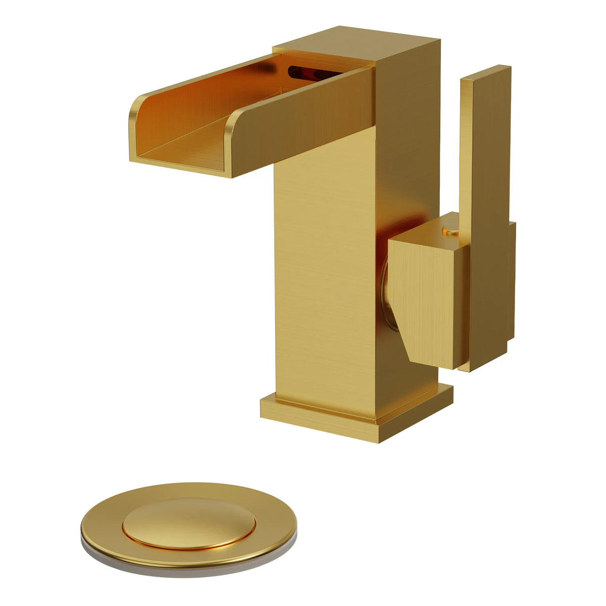 Single-Handle LED Waterfall Bathroom Sink Faucet With Pop-Up Drain