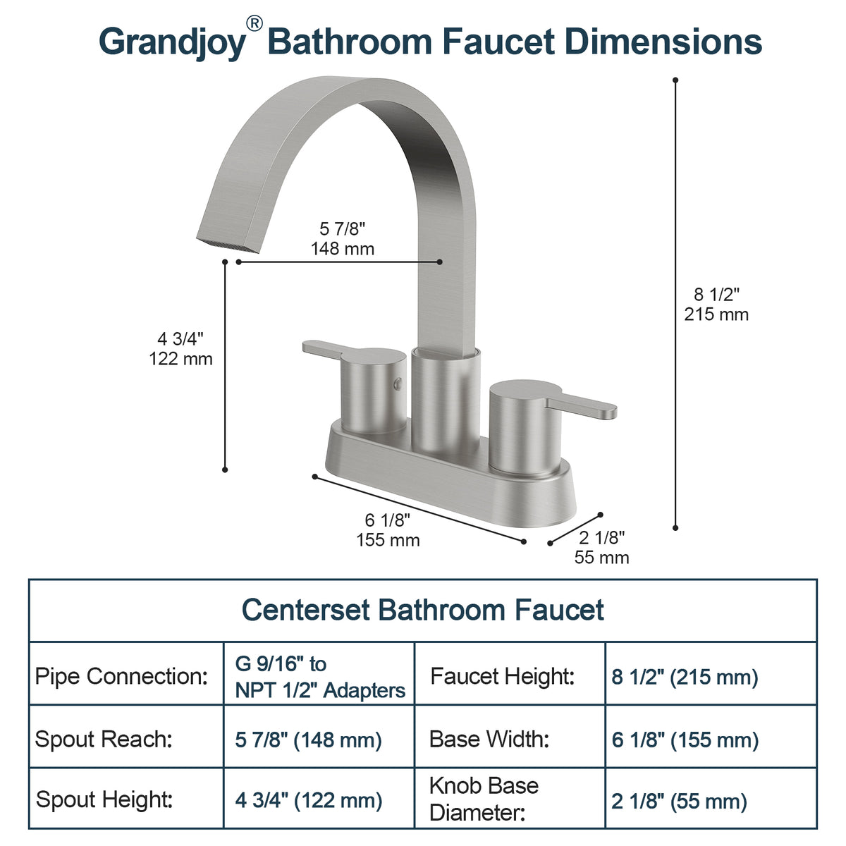 Two-Handle Centerset Bathroom Sink Faucet With Pop-Up Drain