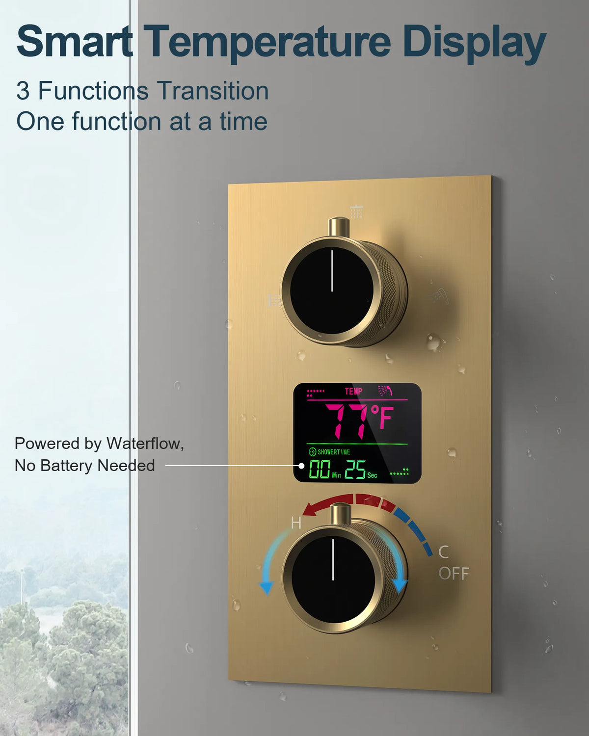LED Wall-Mounted Shower System with Six Body Jets and Handheld