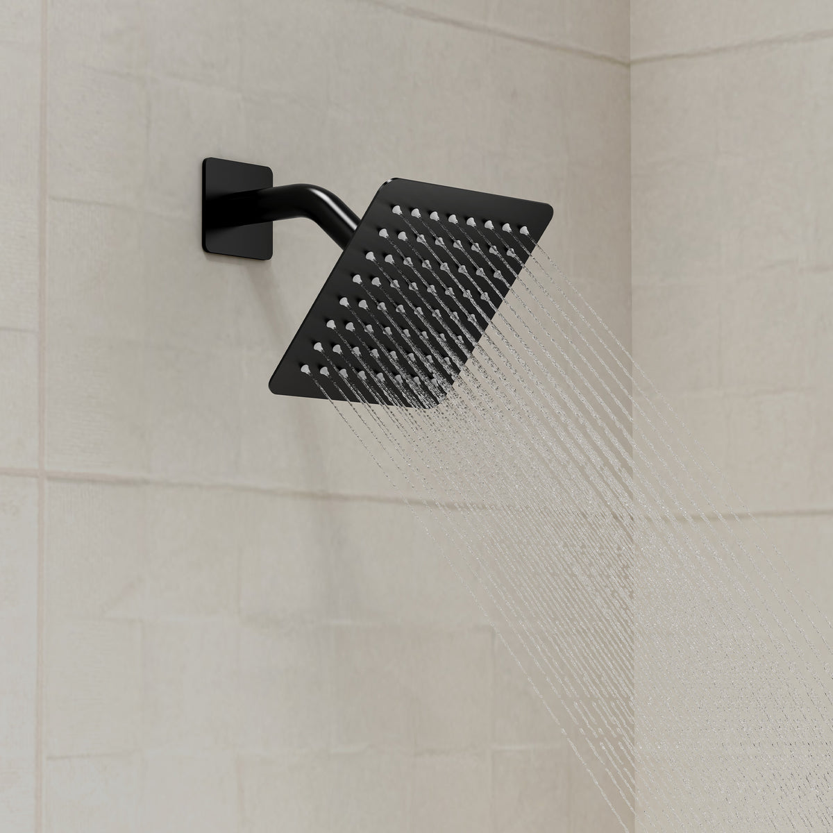 Wall-Mounted Square Rain Shower System with Pressure-Balanced Valve