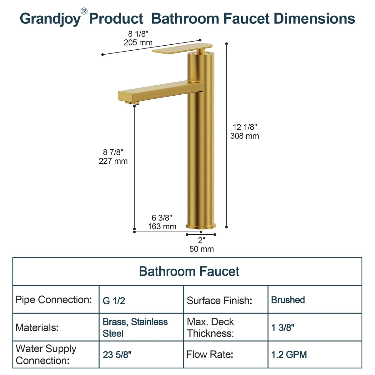Single-Handle Vessel Bathroom Sink Faucet With Pop-Up Drain
