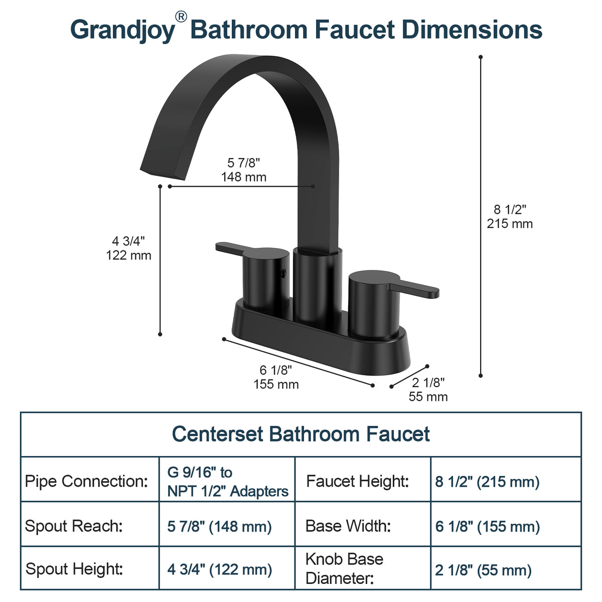 Two-Handle Centerset Bathroom Sink Faucet With Pop-Up Drain