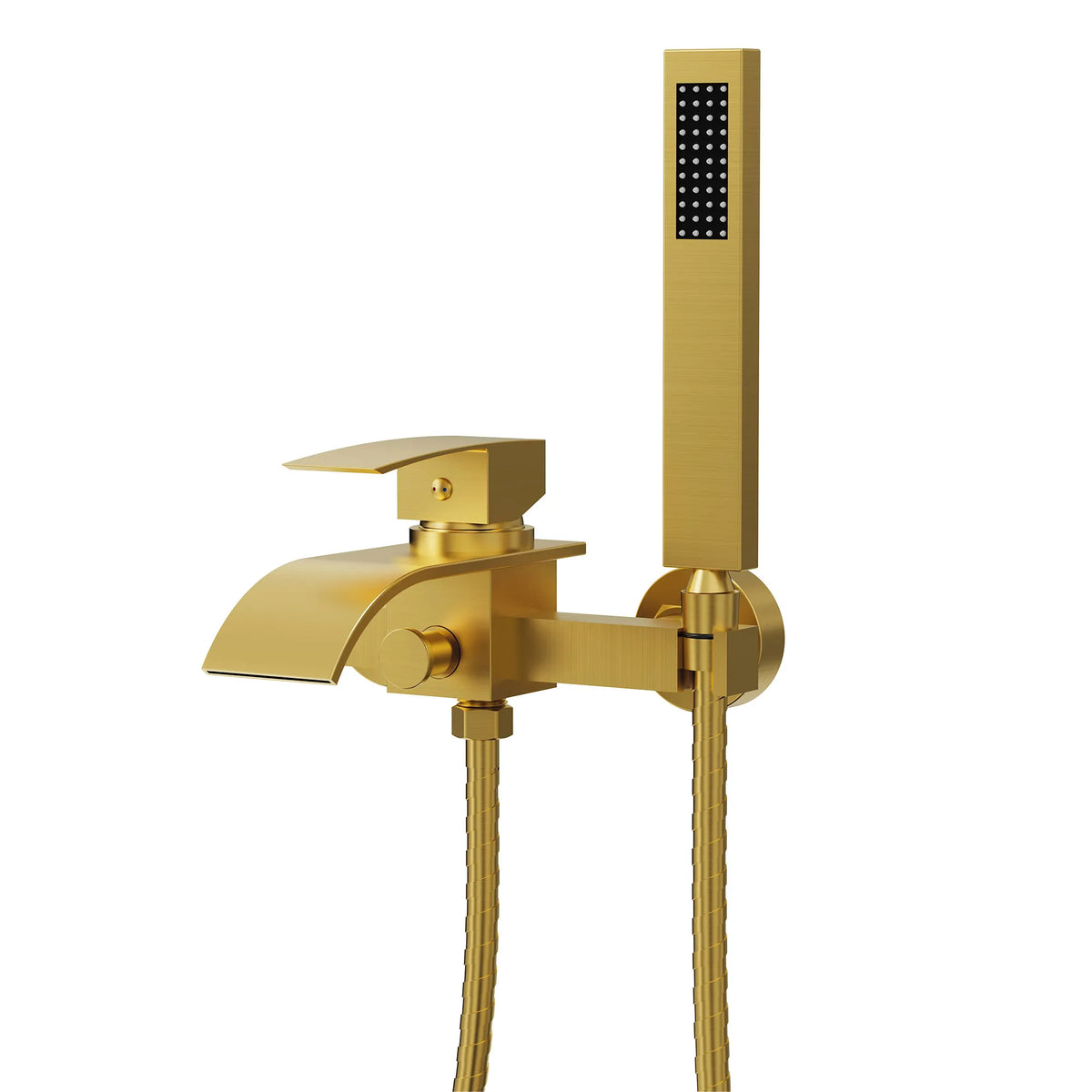 Wall-Mounted Waterfall Bathtub Faucet with Hand Shower and Single Handle