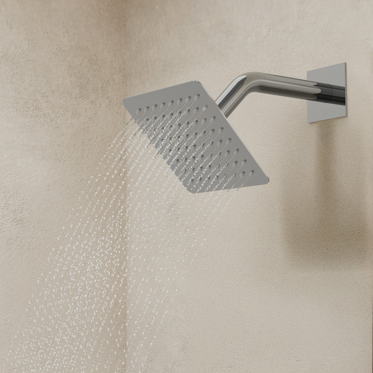 Square Wall-Mounted Shower System with Pressure-Balanced Tub Spout