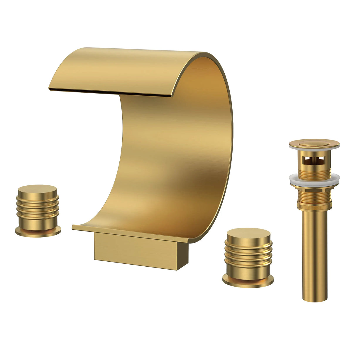 Two-Handle Waterfall Widespread Bathroom Sink Faucet With Pop-Up Drain