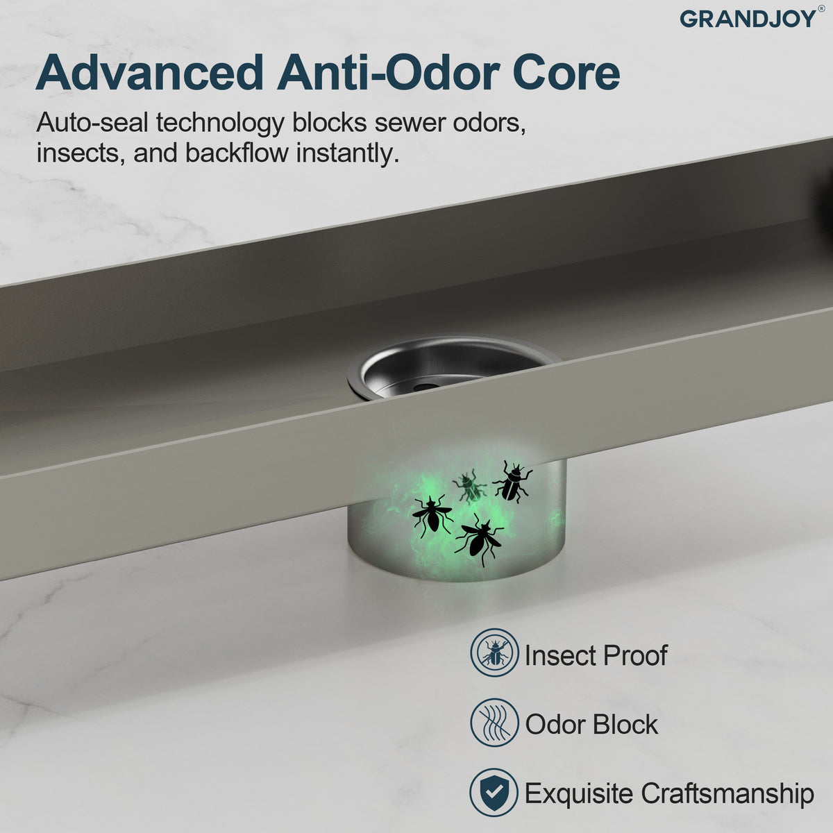 12-Inch Reversible Linear Shower Drain with Anti-Odor Core