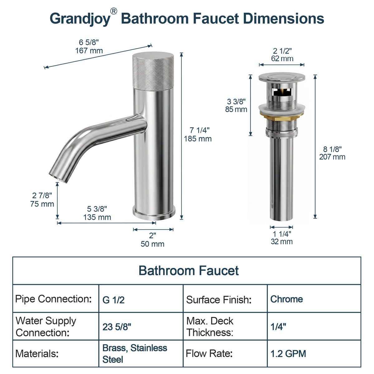 Single-Handle Bathroom Sink Faucet With Pop-Up Drain