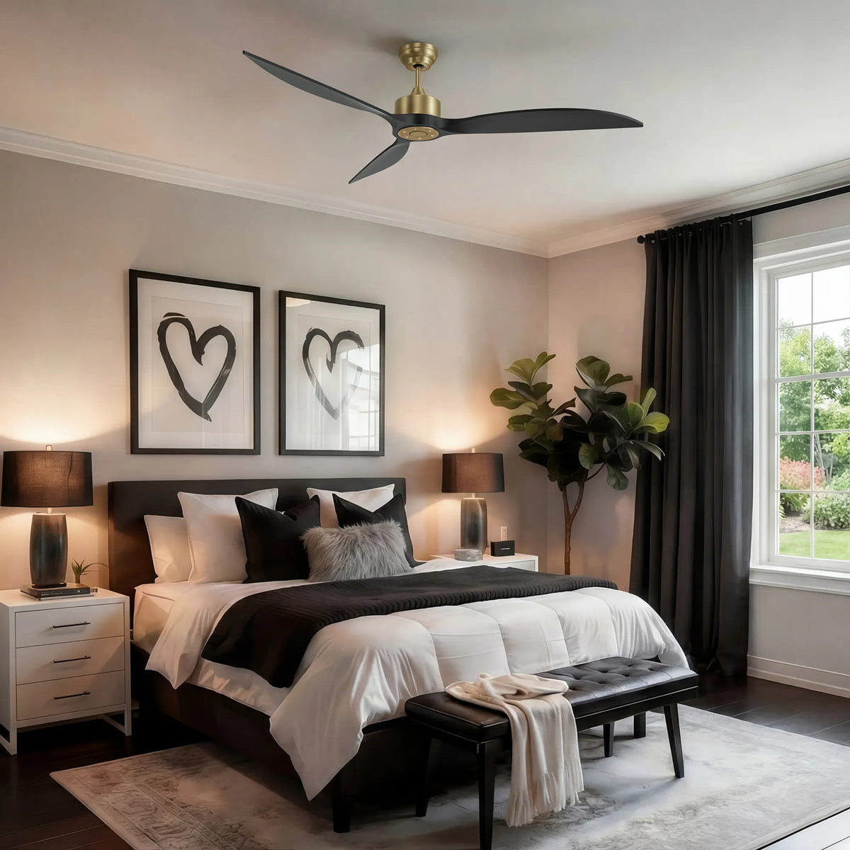 65-Inch Downrod Mount 3-Blade Ceiling Fan without Light