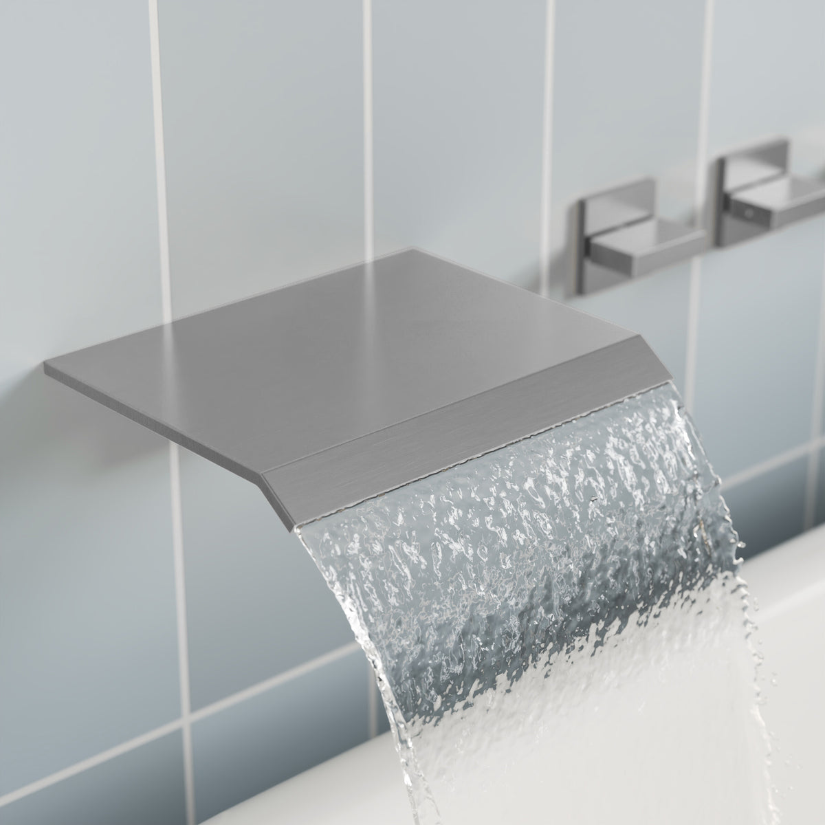 Wall-Mounted Floor-Mounted bathtub with Three Handles and Hand Shower